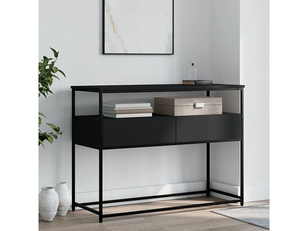 Wandtafel 100x40x75 cm bewerkt hout zwart