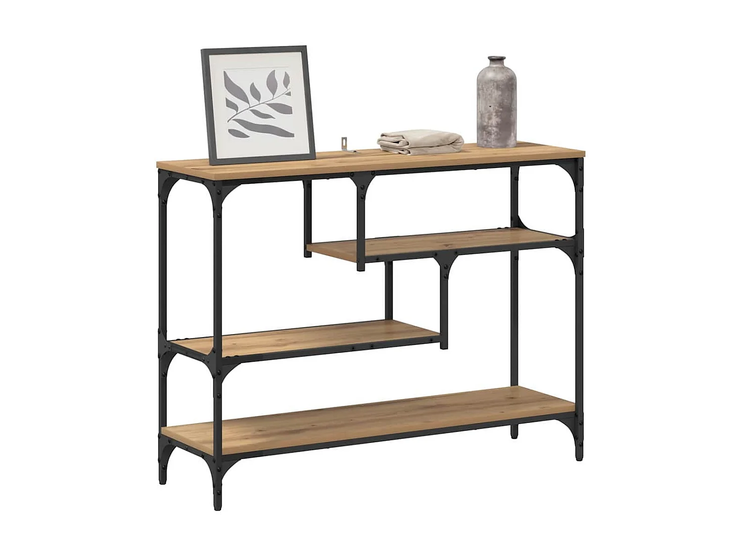 Mesa Consola con estante Roble artisan 100 x 30 x 75 cm