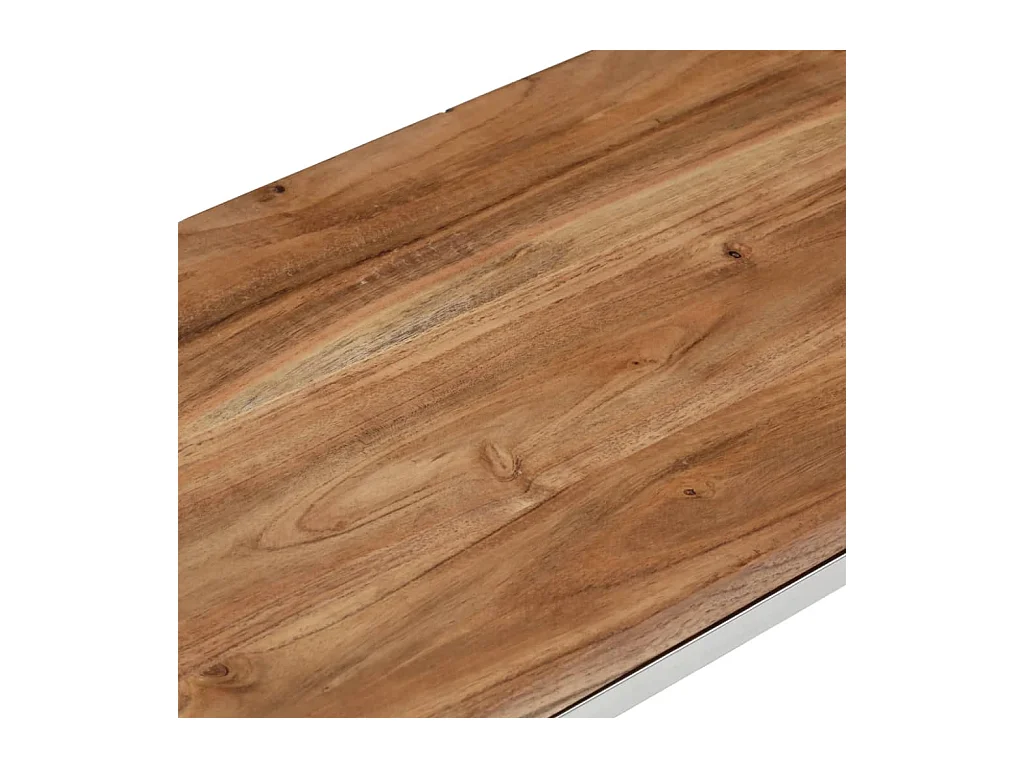Table console argenté acier inoxydable et bois massif d'acacia