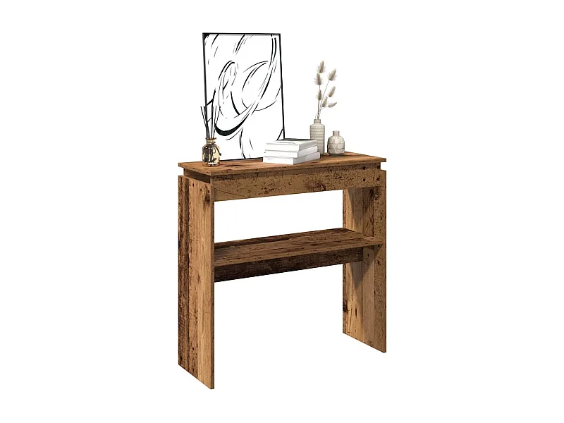 Mesa consola madera de ingeniería envejecida 80x30x102 cm