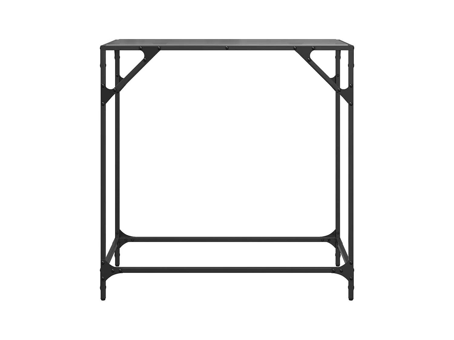Mesa consola con superficie de vidrio negro acero 80x35x81 cm