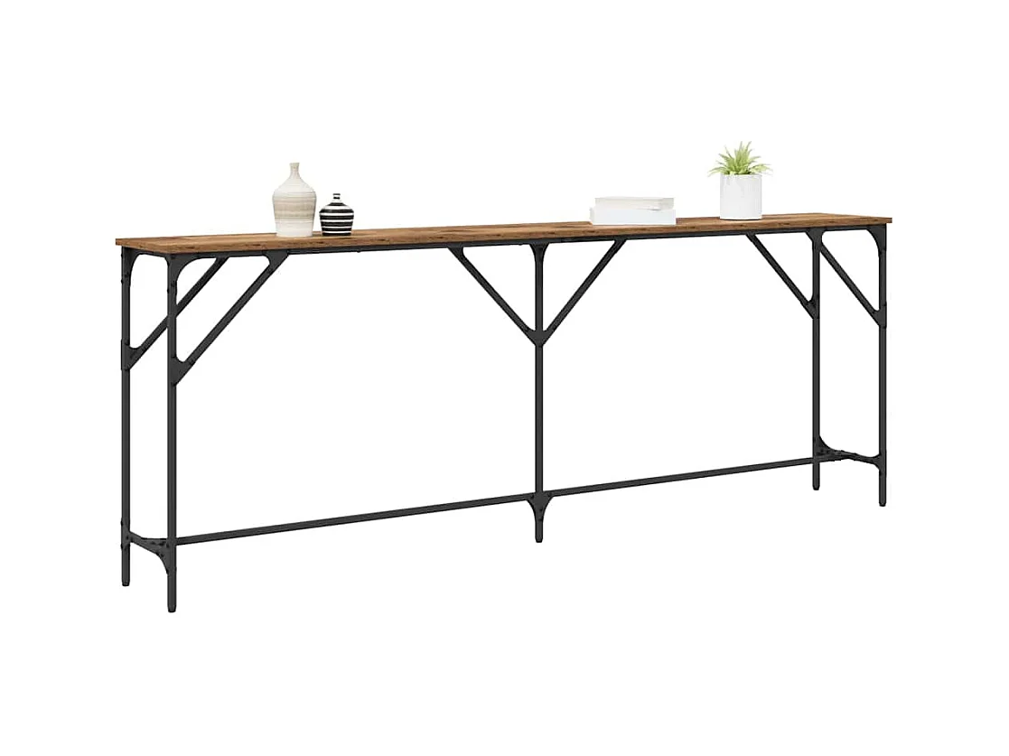 Wandtafel Oud Hout 200 x 29 x 75 cm Samengesteld hout en metaal