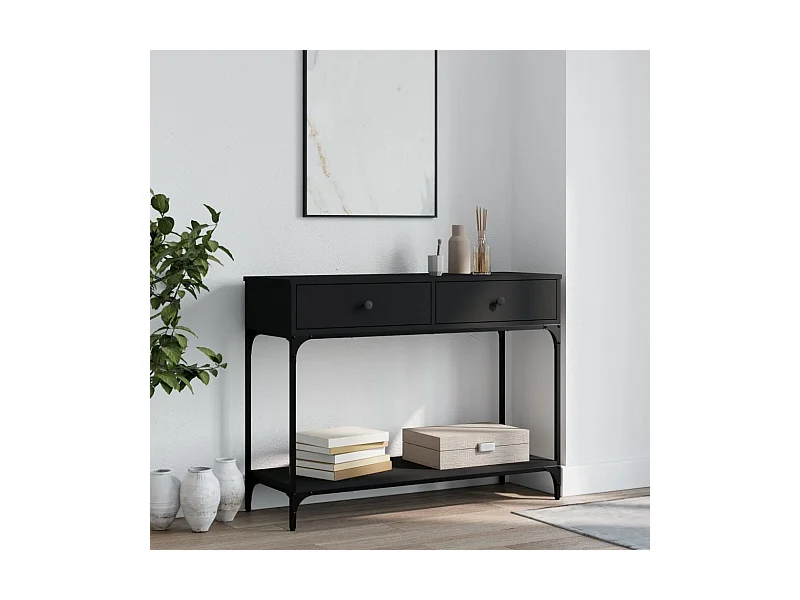 Table console noir 100x34,5x75 cm bois d'ingénierie