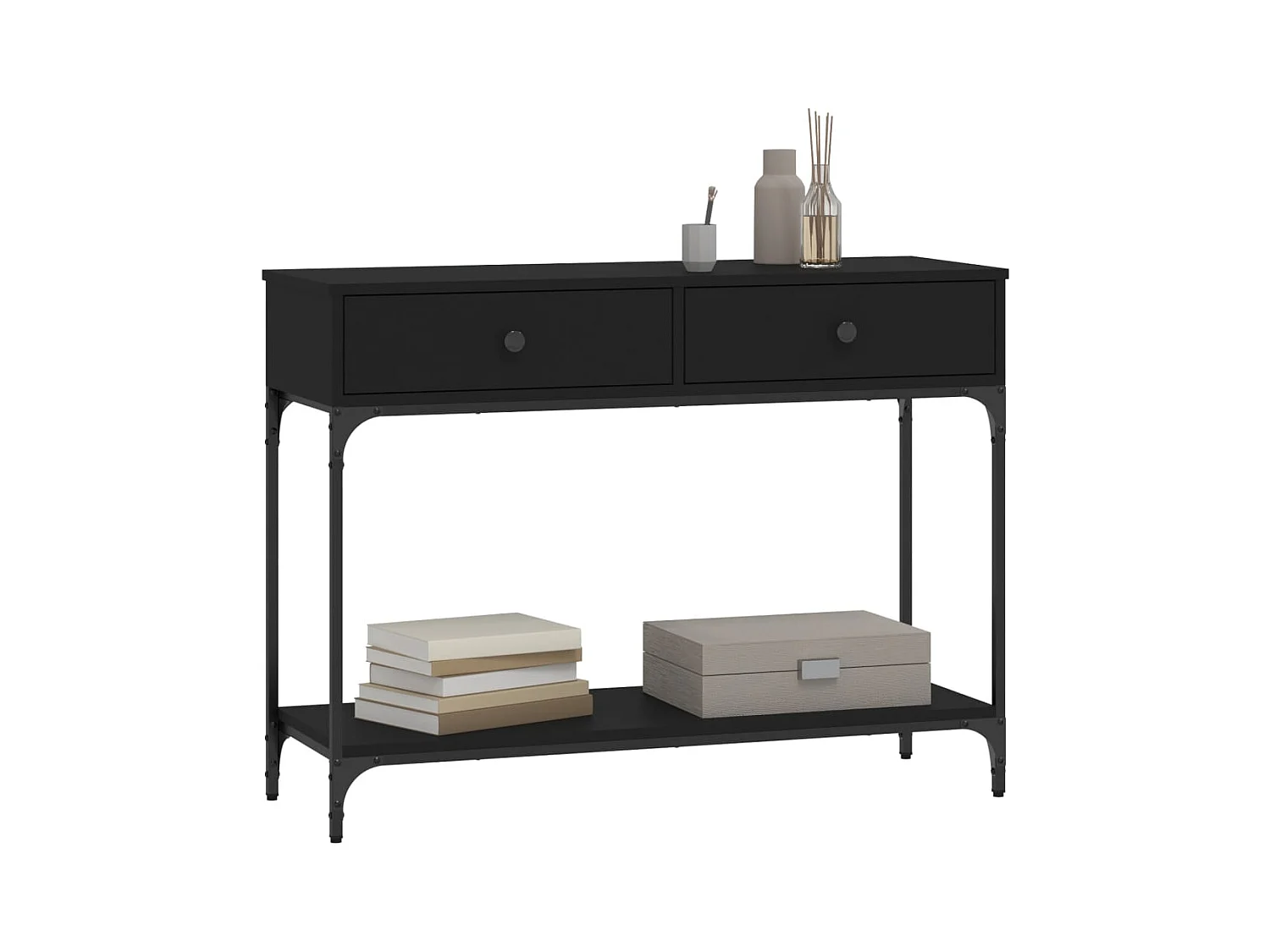 Table console noir 100x34,5x75 cm bois d'ingénierie