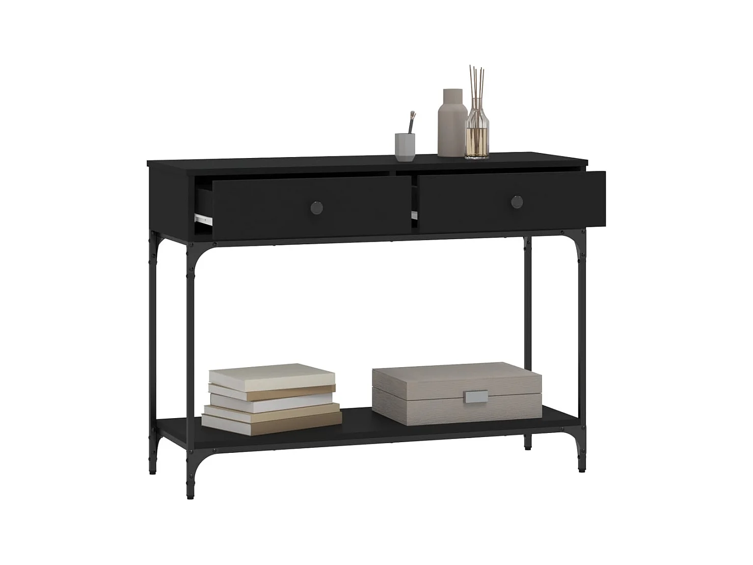 Table console noir 100x34,5x75 cm bois d'ingénierie