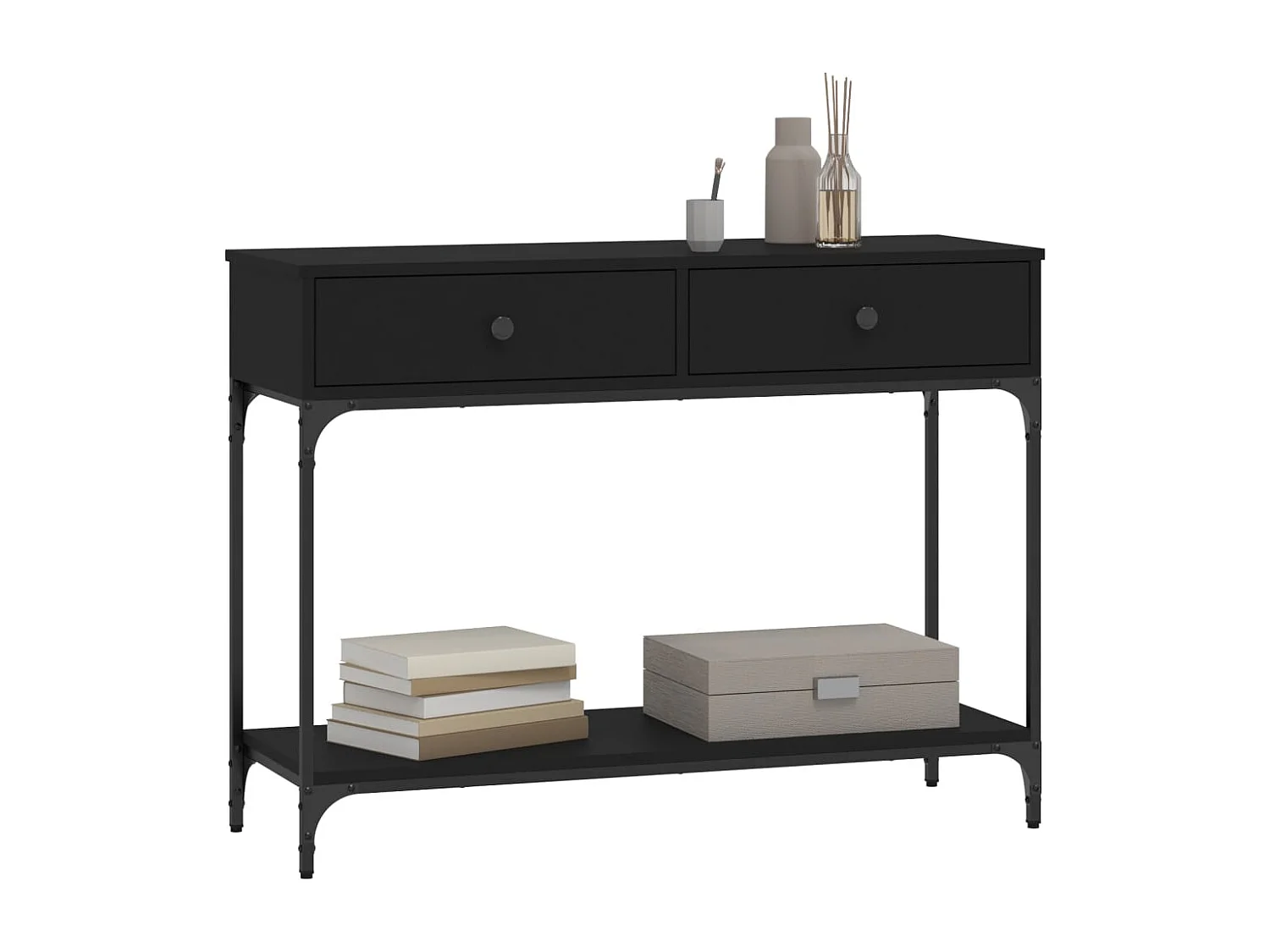 Table console noir 100x34,5x75 cm bois d'ingénierie