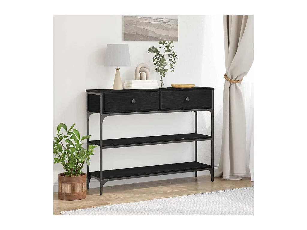 Mesa de Console com gaveta Carvalho preto 100 x 25 x 75 cm