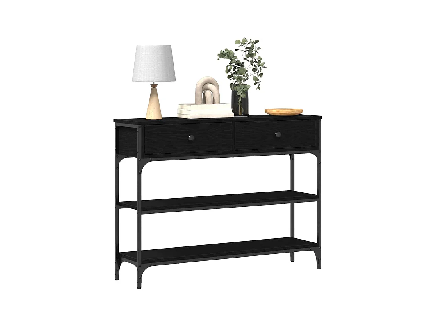 Mesa de Console com gaveta Carvalho preto 100 x 25 x 75 cm