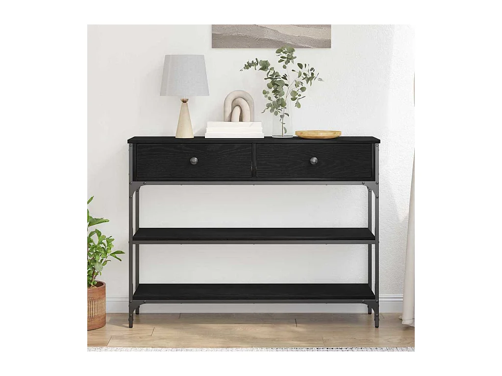 Mesa de Console com gaveta Carvalho preto 100 x 25 x 75 cm