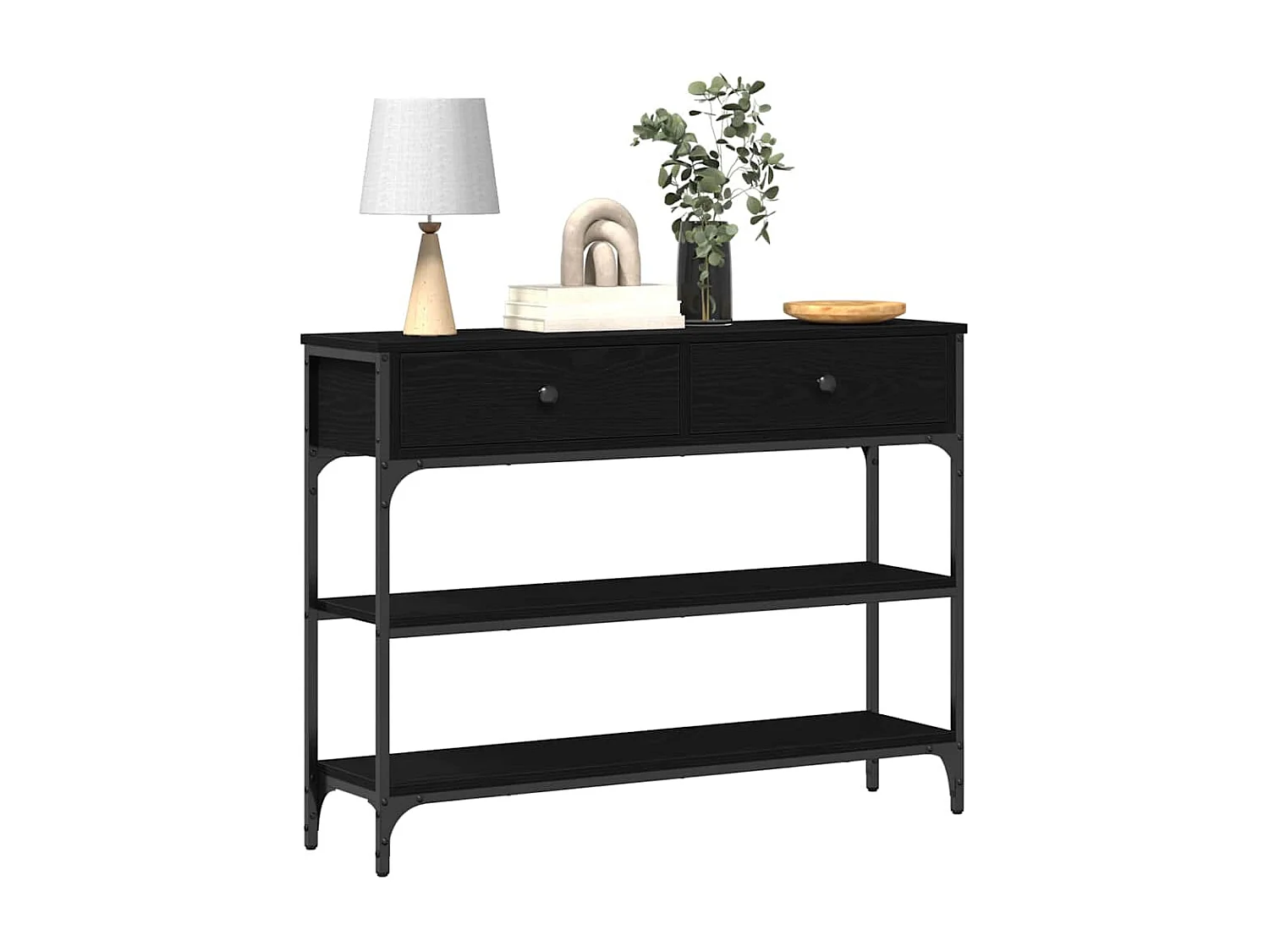 Table Console avec tiroir Chêne noir 100 x 25 x 75 cm