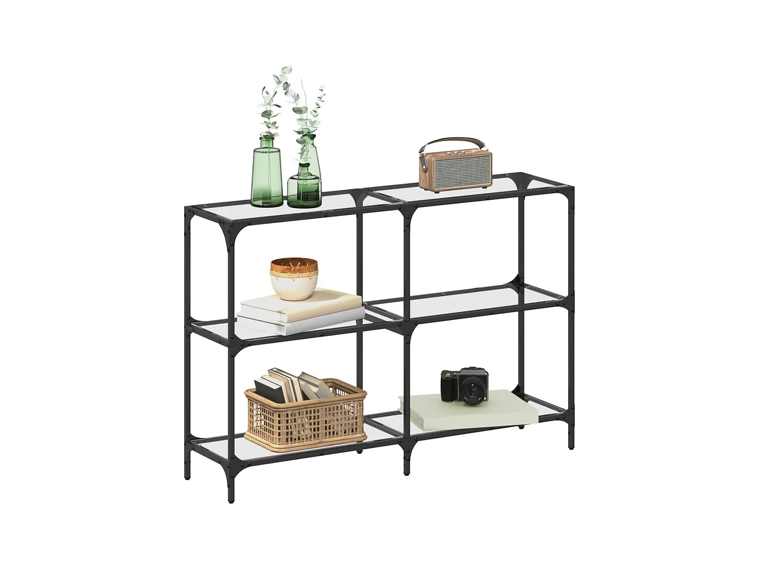 Table console avec dessus en verre transparent 118,5x30x81 cm