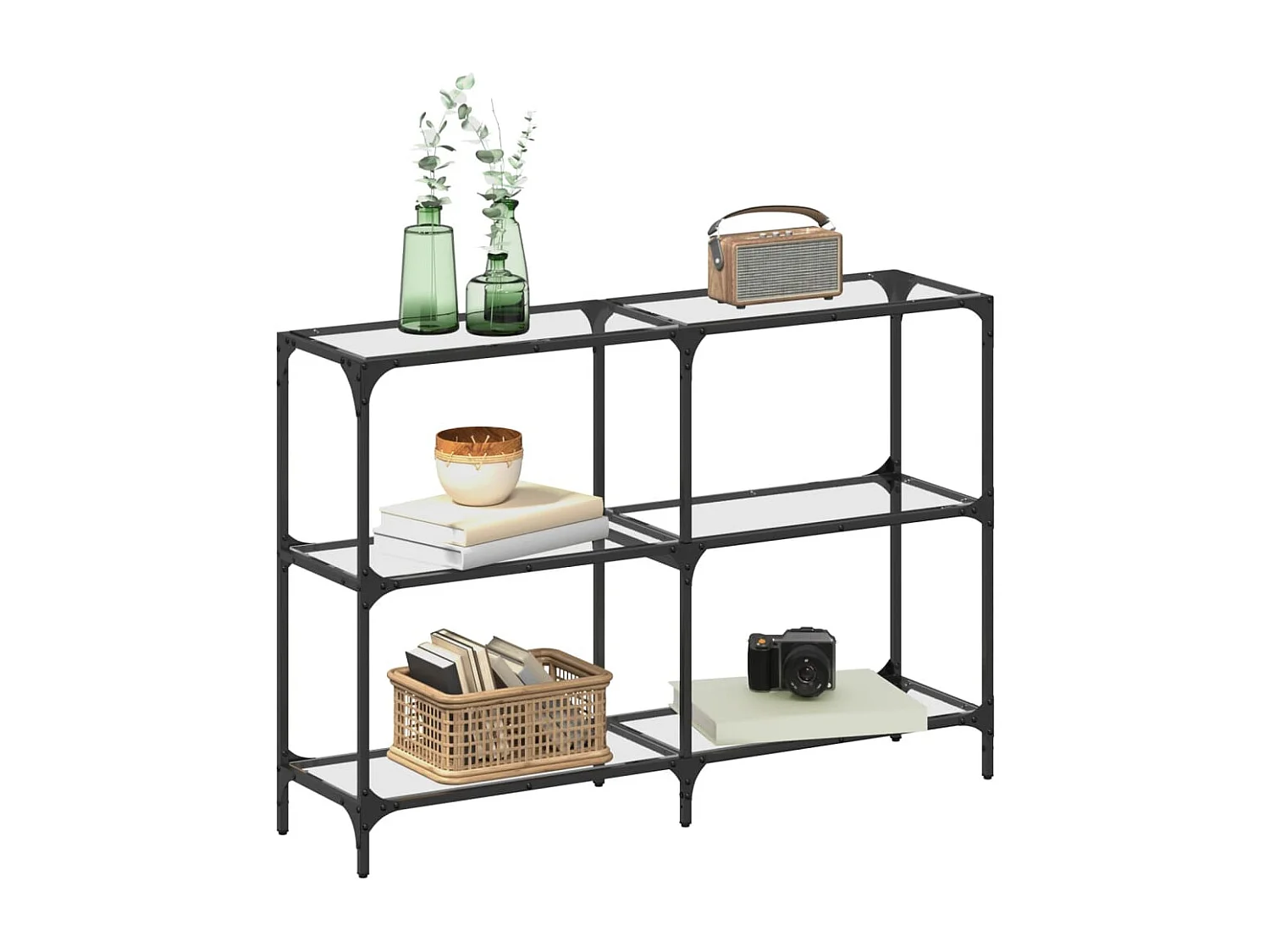 Table console avec dessus en verre transparent 118,5x30x81 cm