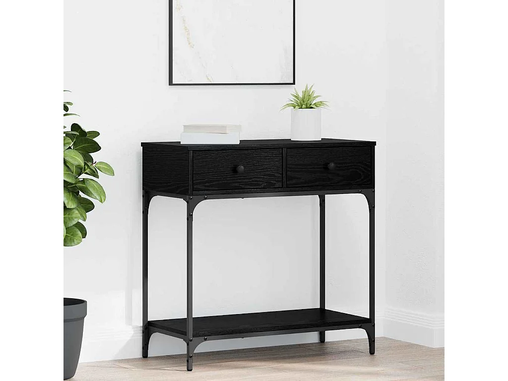Table console Chêne noir 75 x 34,5 x 75 cm Bois d'ingénierie
