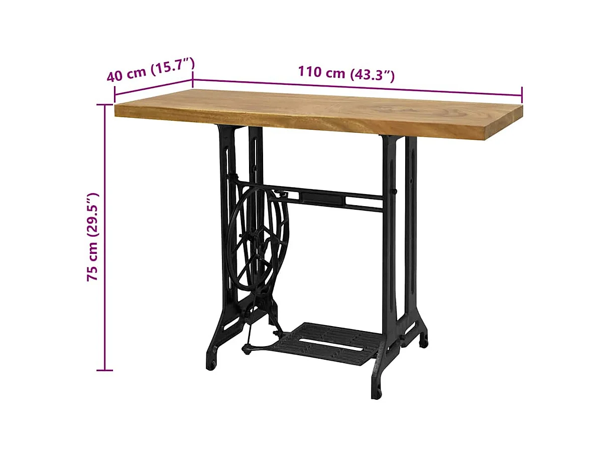 Mesa consola de máquina de coser 110x40x75 cm