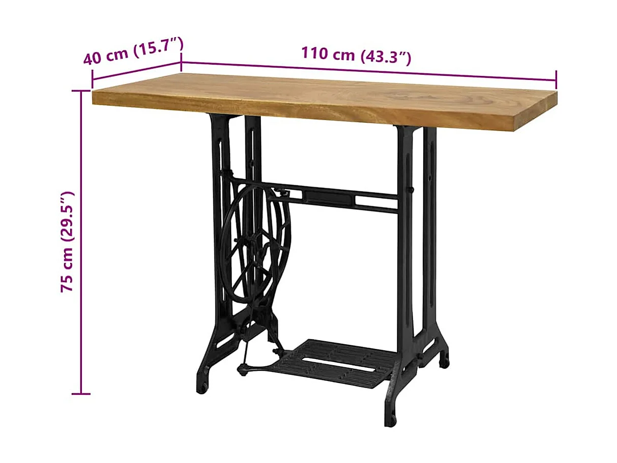 Table console avec machine à coudre 110x40x75 cm