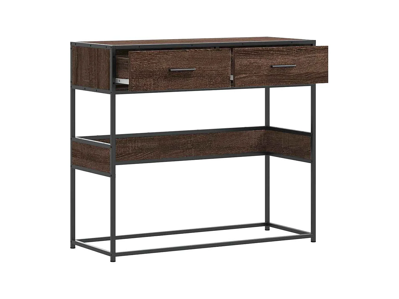 Table console chêne marron 90x35x80 cm bois d'ingénierie