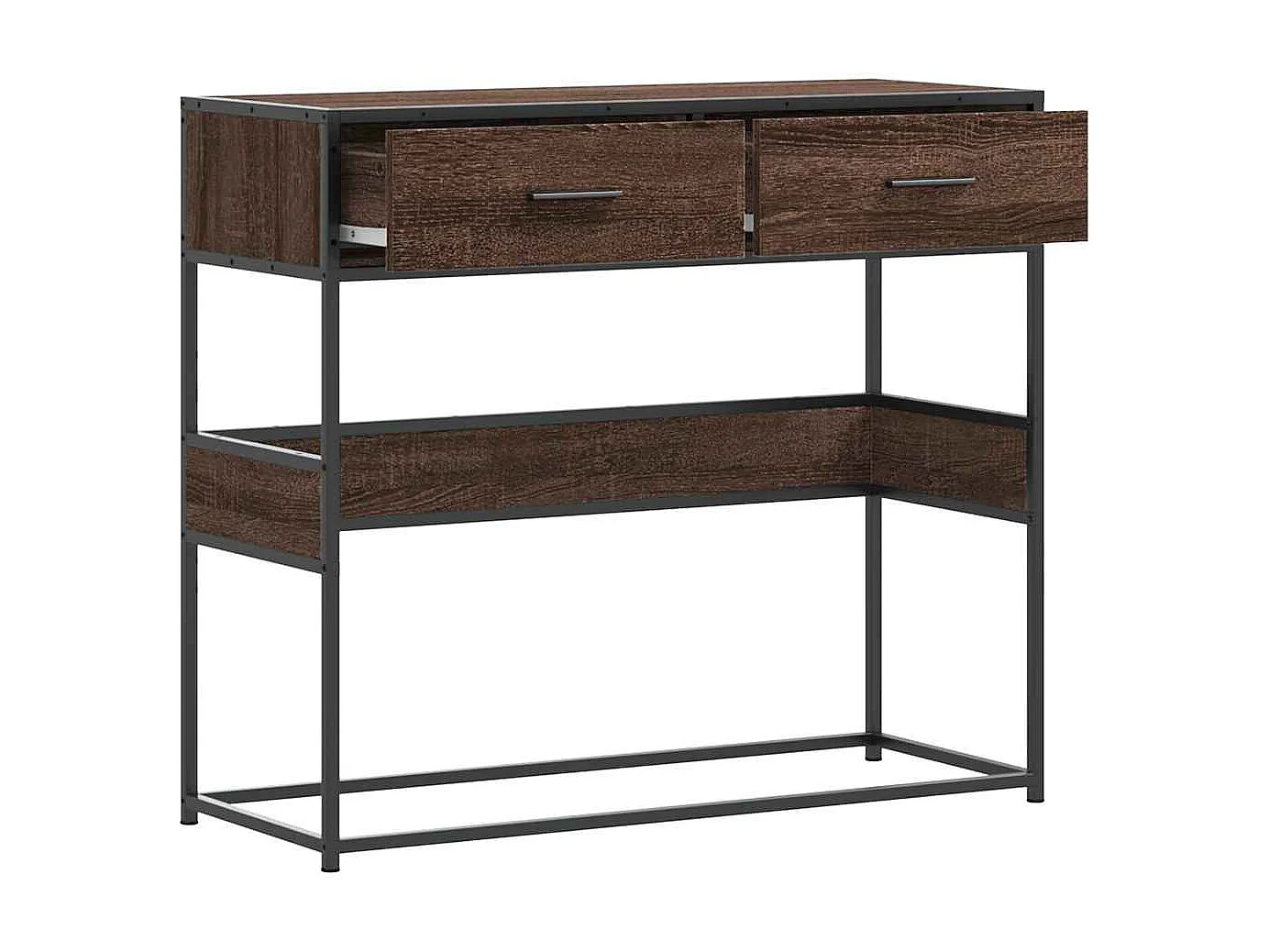 Table console chêne marron 90x35x80 cm bois d'ingénierie