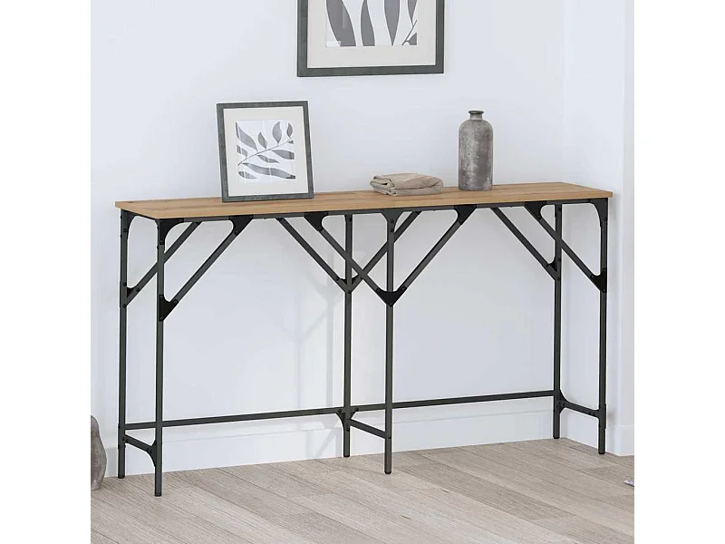 Table console chêne artisanal 140 x 29 x 75 cm
