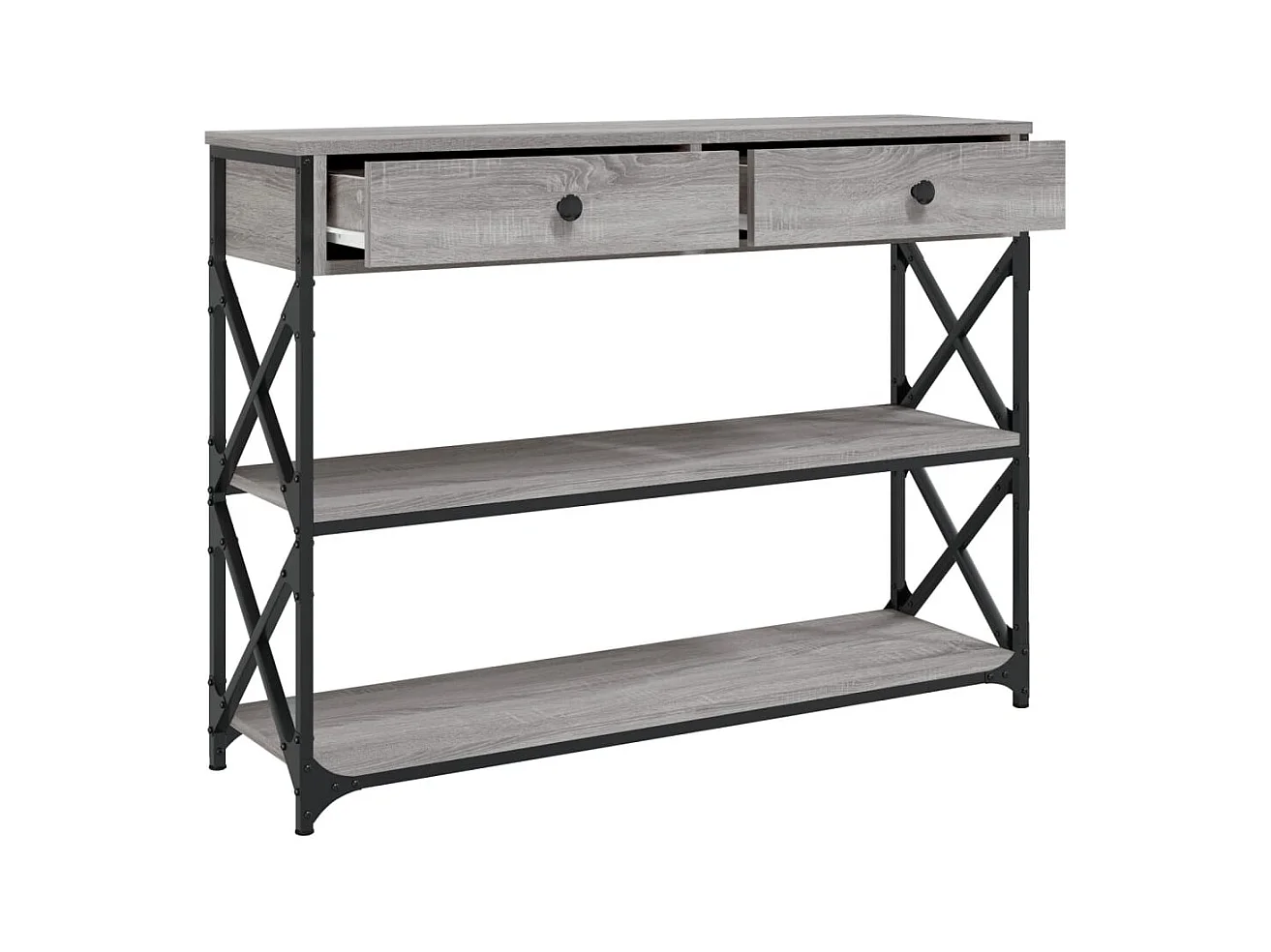 Mesa consola 100x28x75 cm derivados de madeira cinzento sonoma