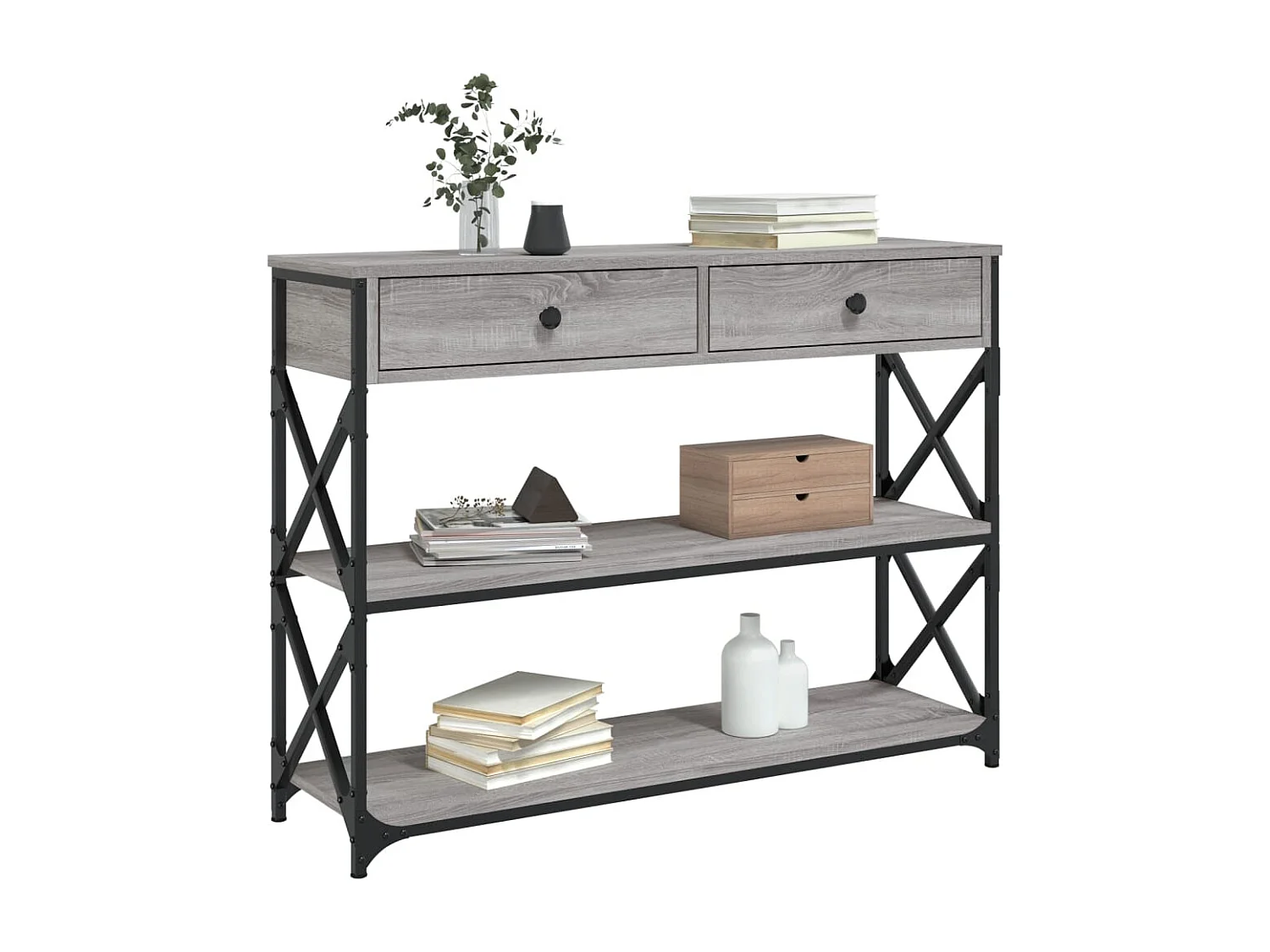 Table console sonoma gris 100x28x75 cm bois d'ingénierie