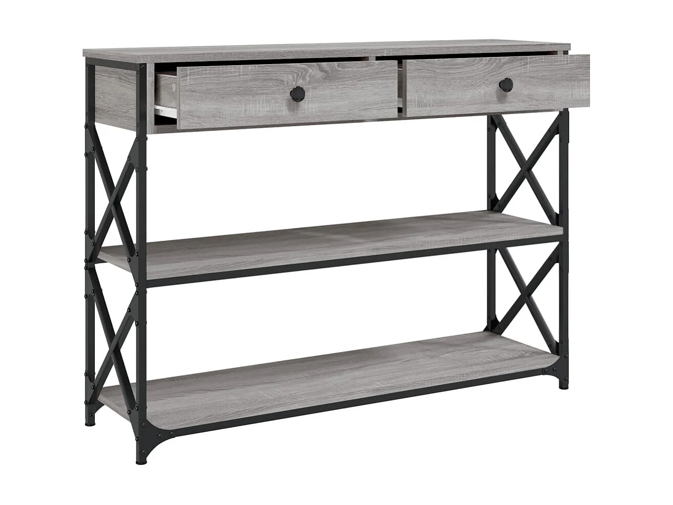 Table console sonoma gris 100x28x75 cm bois d'ingénierie