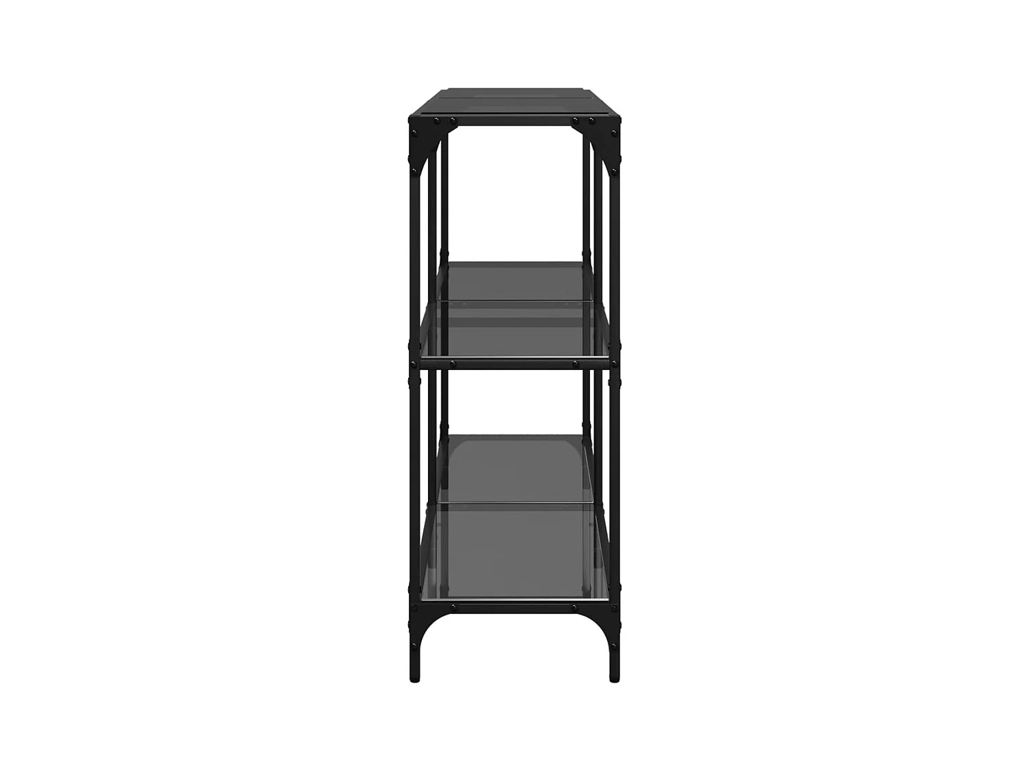 Mesa consola con superficie de vidrio negro acero 118,5x30x81cm