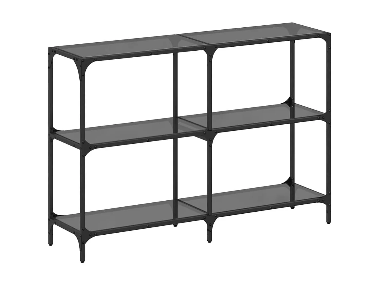 Table console avec dessus en verre noir 118,5x30x81 cm acier
