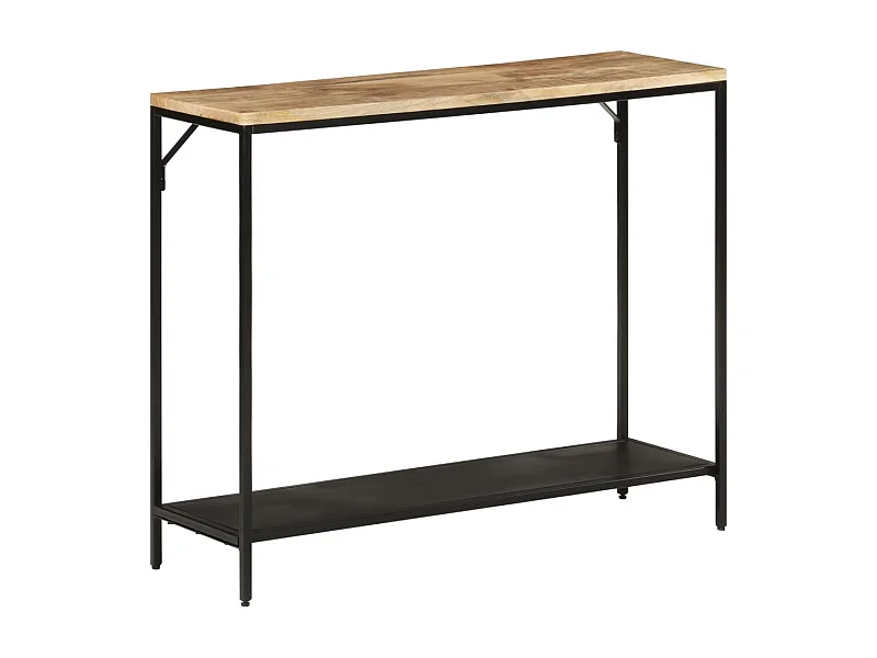 Table console 90x30x75 cm bois de manguier massif brut et fer