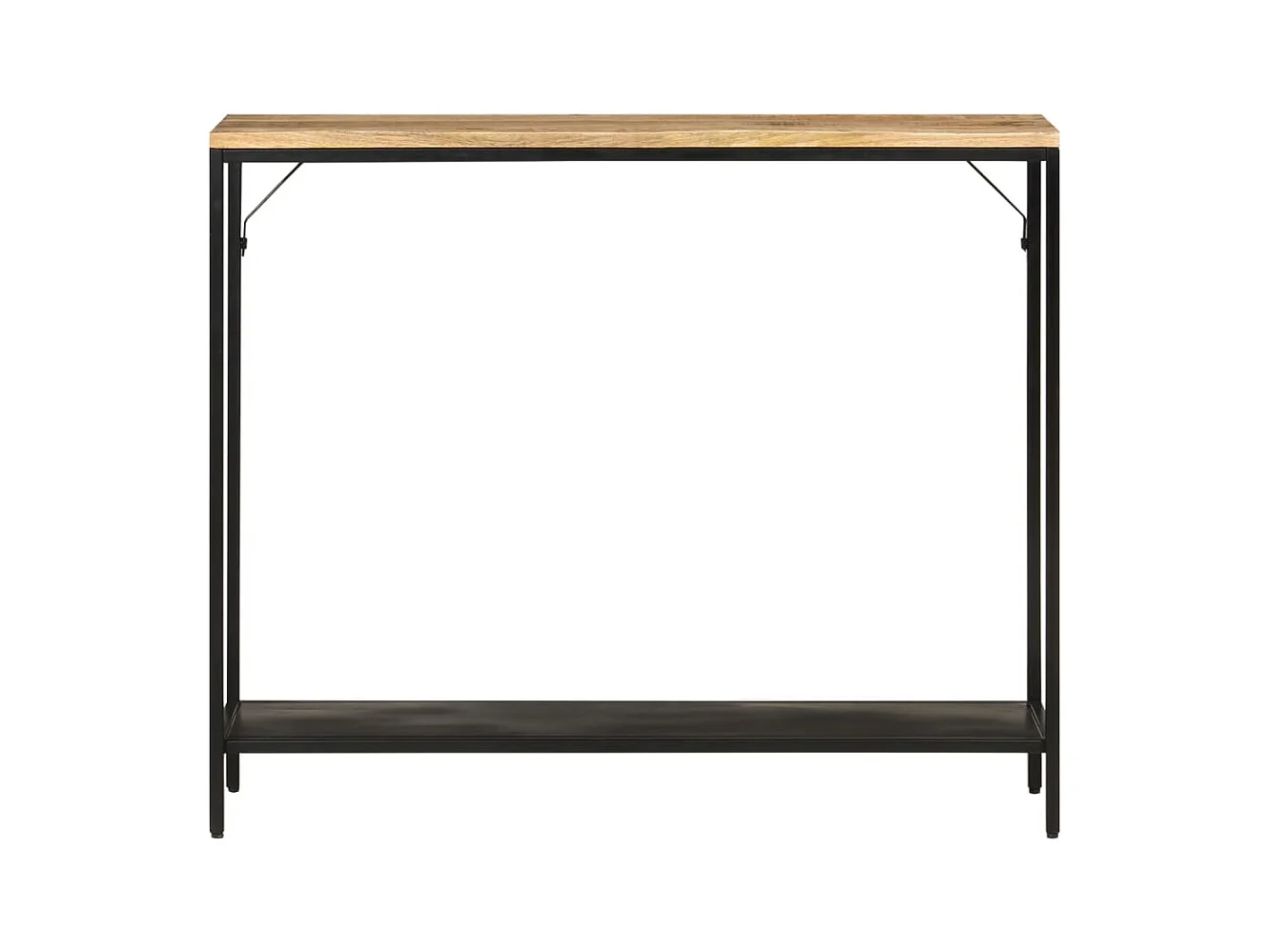 Mesa consola madera maciza mango rugosa y hierro 90x30x75 cm