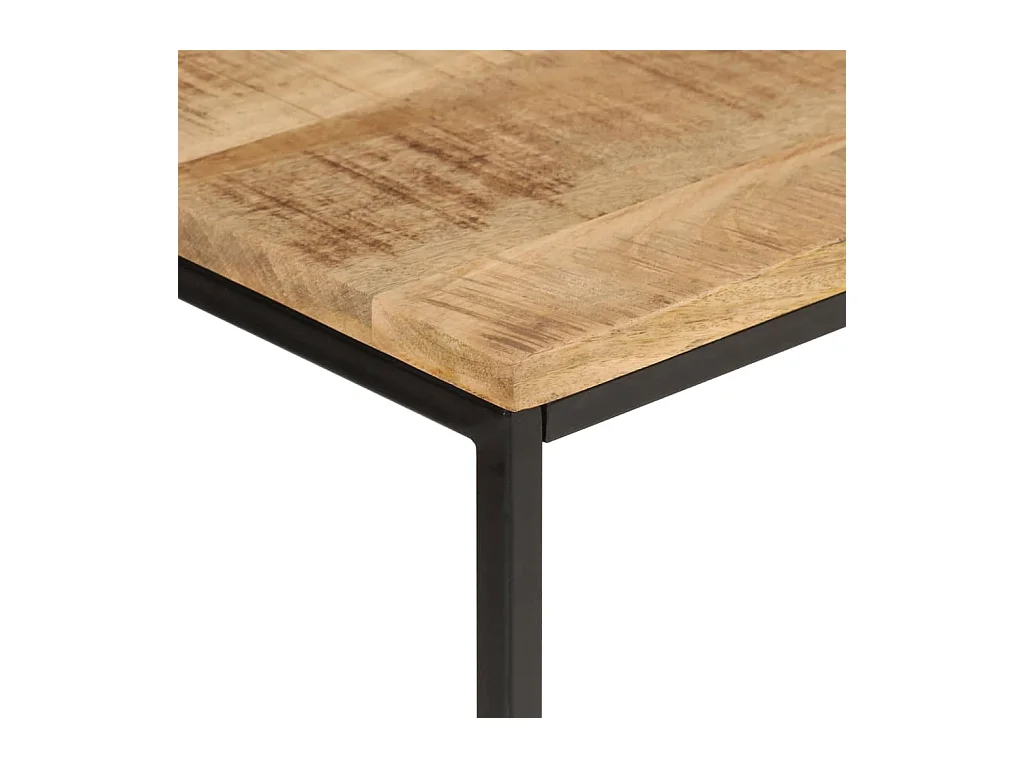 Mesa consola madera maciza mango rugosa y hierro 90x30x75 cm
