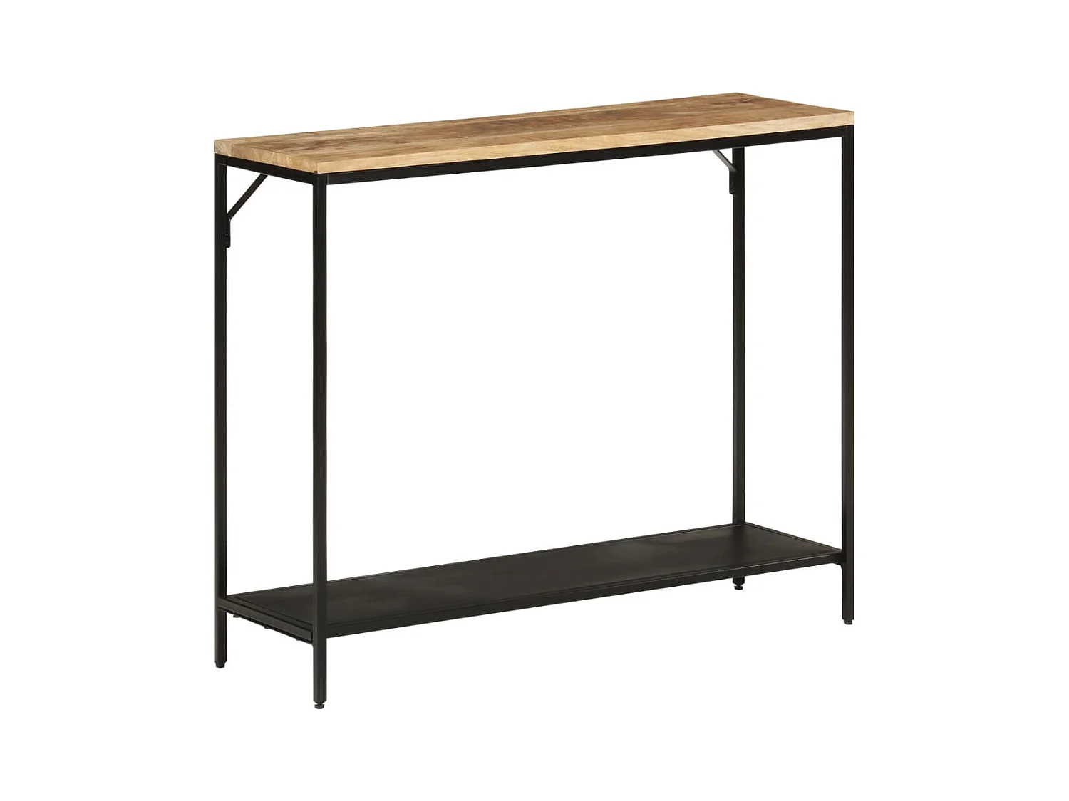 Mesa consola madera maciza mango rugosa y hierro 90x30x75 cm