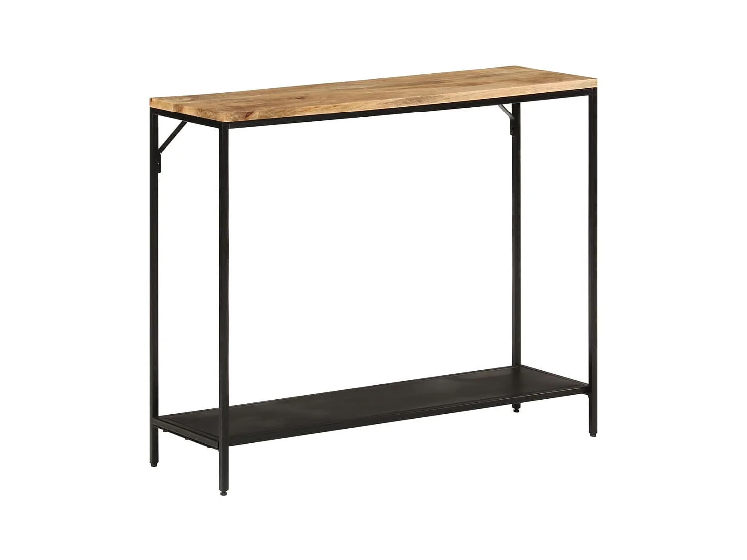 Mesa consola madera maciza mango rugosa y hierro 90x30x75 cm