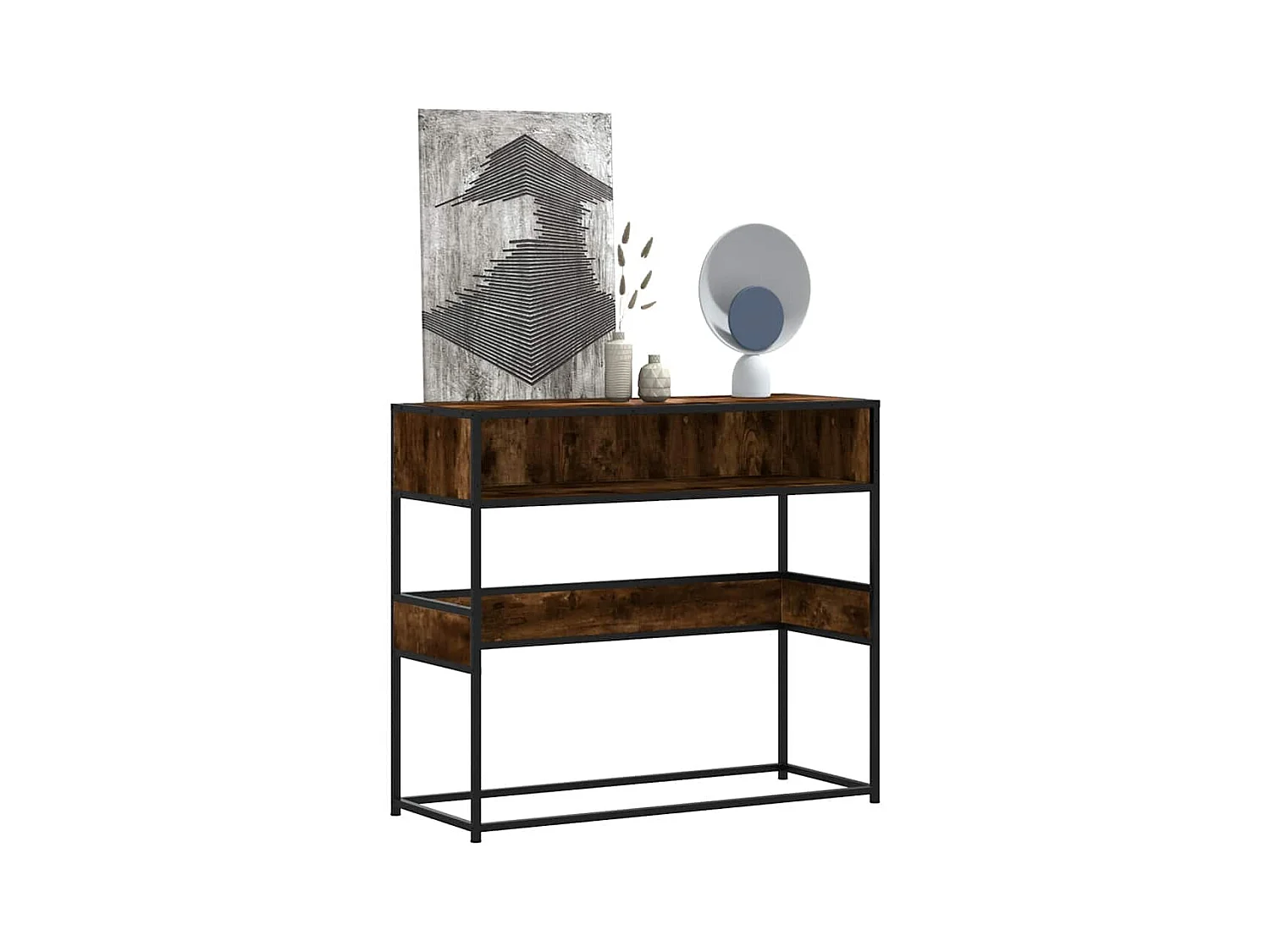 Table console chêne fumé 90x35x80 cm bois d'ingénierie