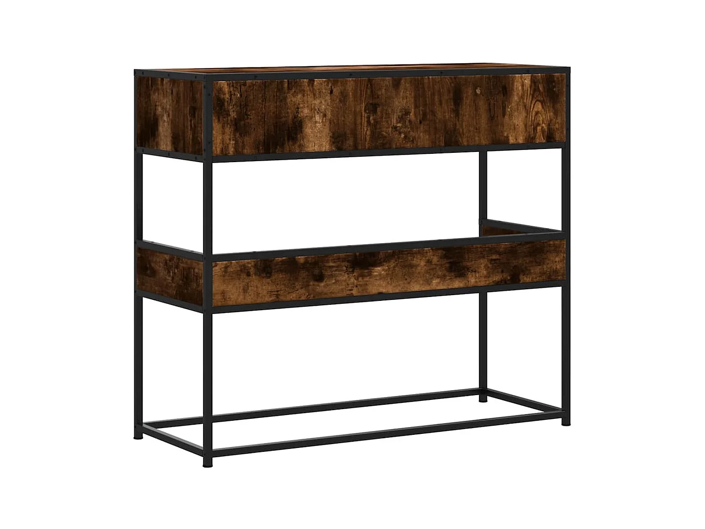 Table console chêne fumé 90x35x80 cm bois d'ingénierie