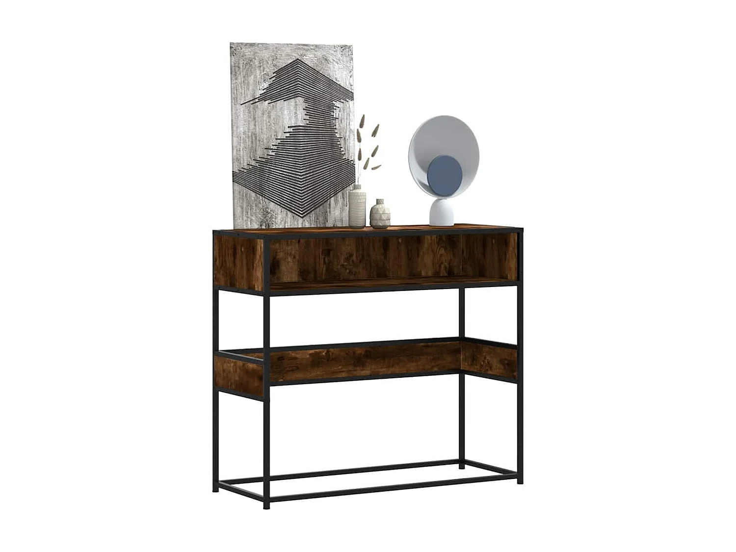 Table console chêne fumé 90x35x80 cm bois d'ingénierie