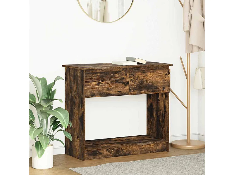 Mesa consola con cajones roble ahumado 85,5x38,5x74,5 cm