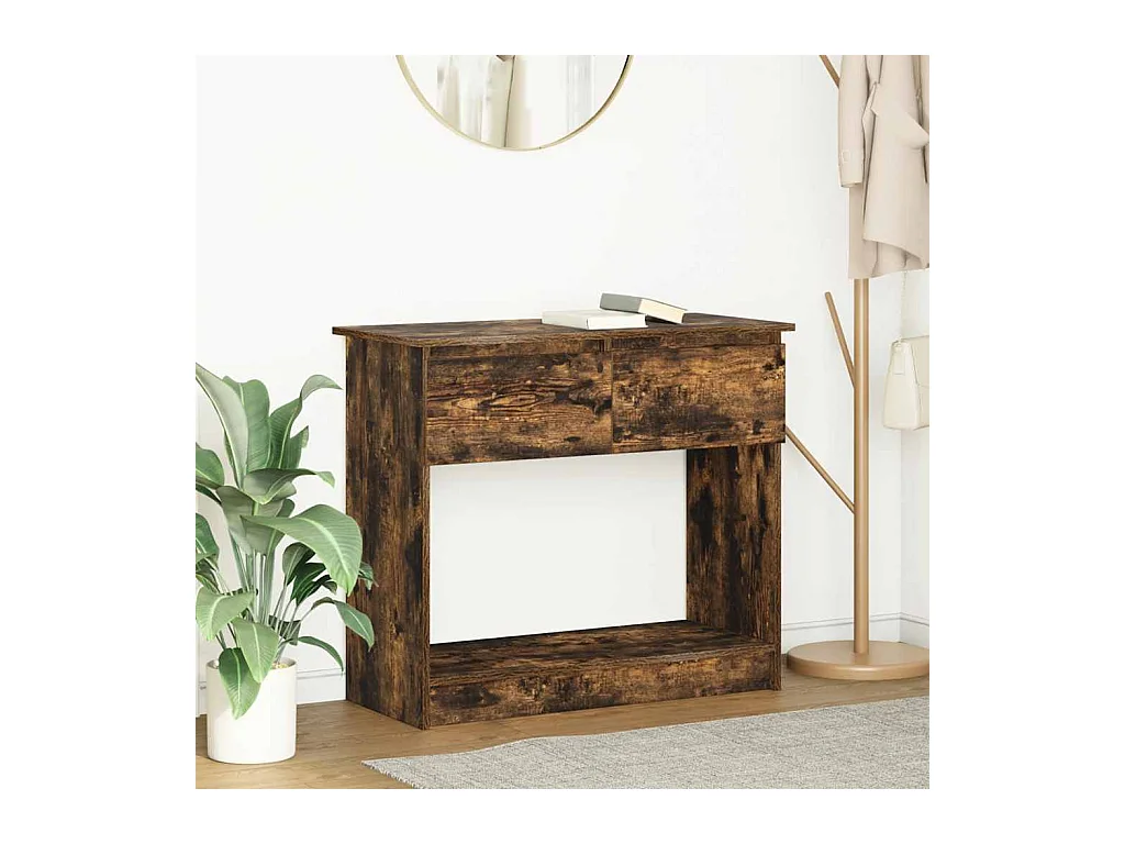 Mesa consola con cajones roble ahumado 85,5x38,5x74,5 cm