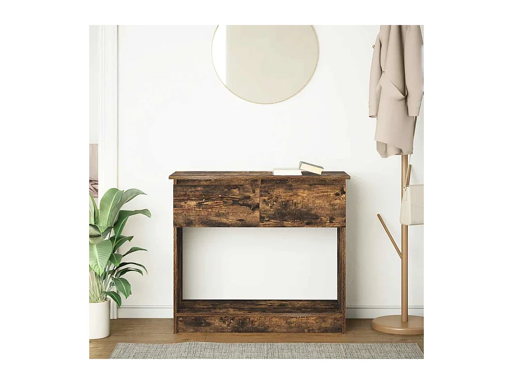 Mesa consola con cajones roble ahumado 85,5x38,5x74,5 cm