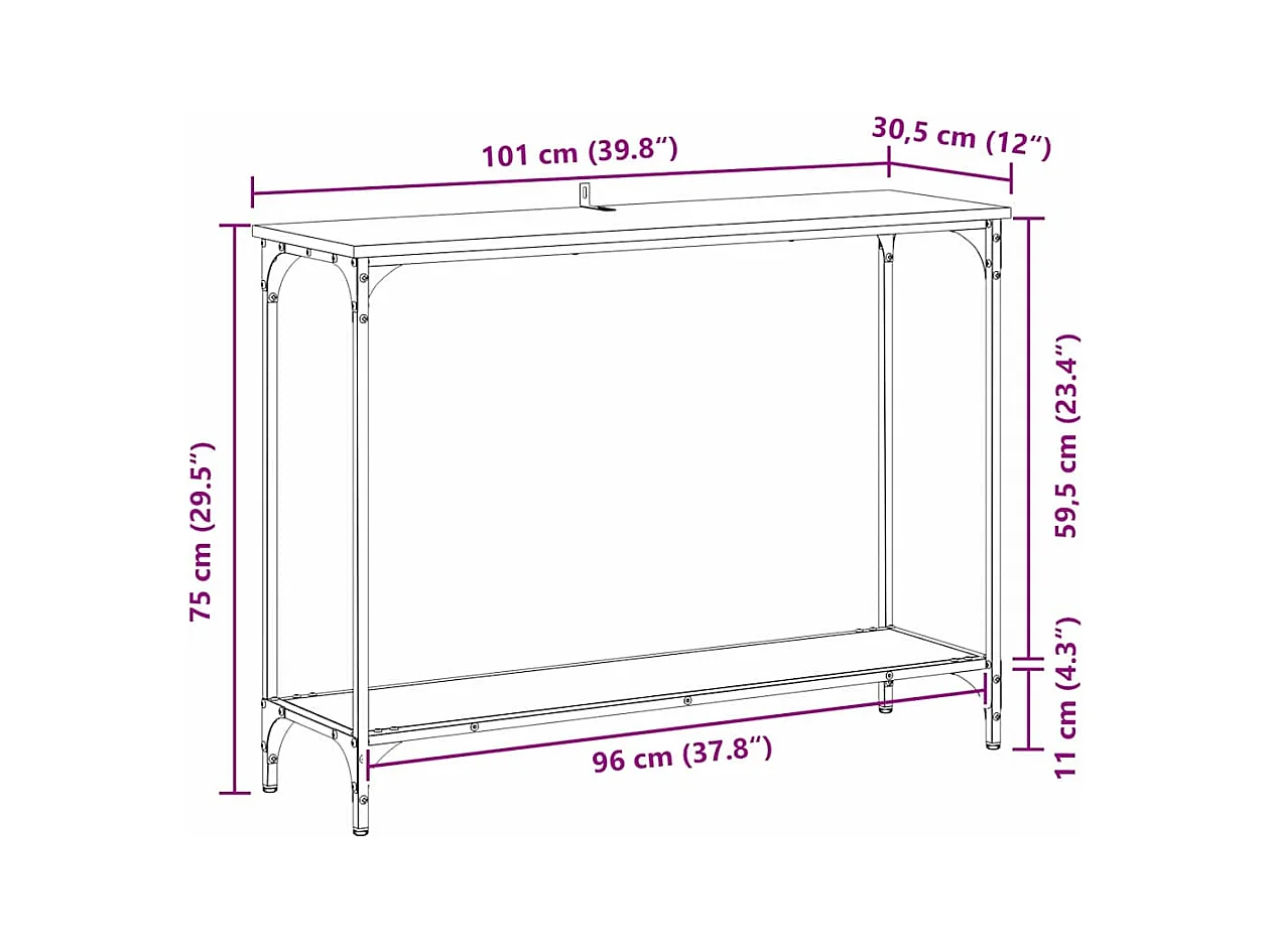 Mesa Consola con estante Madera vieja 101 x 30.5 x 75 cm