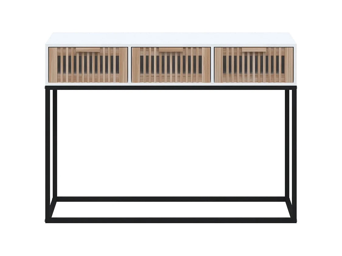 Mesa consola hierro y madera contrachapada blanco 105x30x75 cm