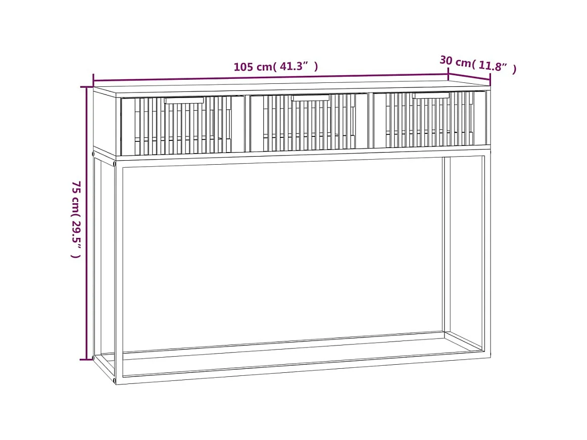 Mesa consola hierro y madera contrachapada blanco 105x30x75 cm