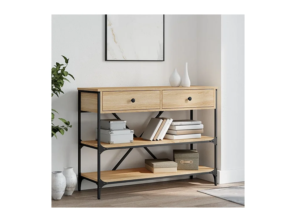 Wandtafel met lades en schappen bewerkt hout sonoma eikenkleur