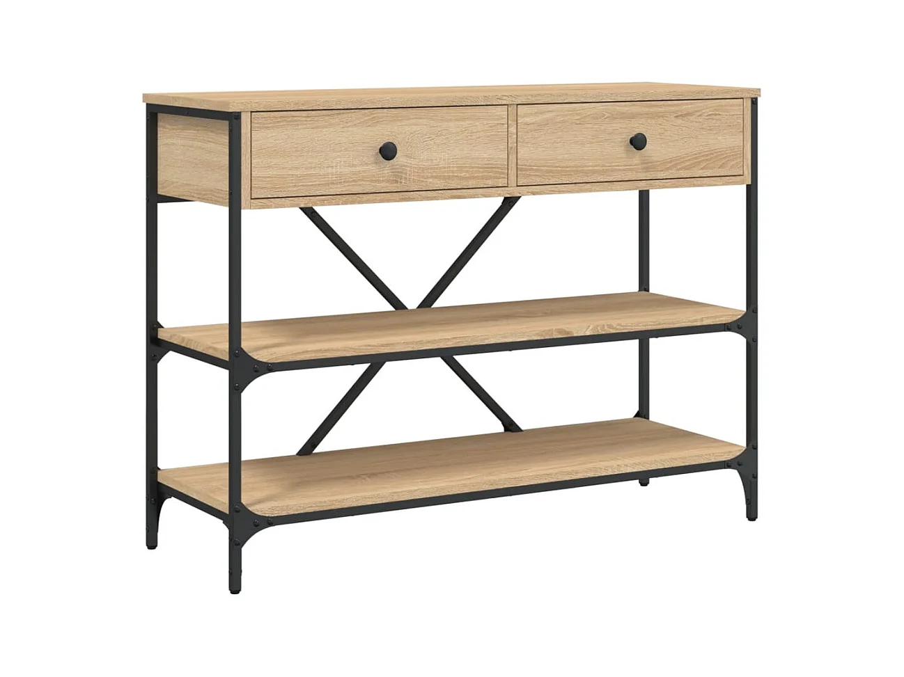 Wandtafel met lades en schappen bewerkt hout sonoma eikenkleur