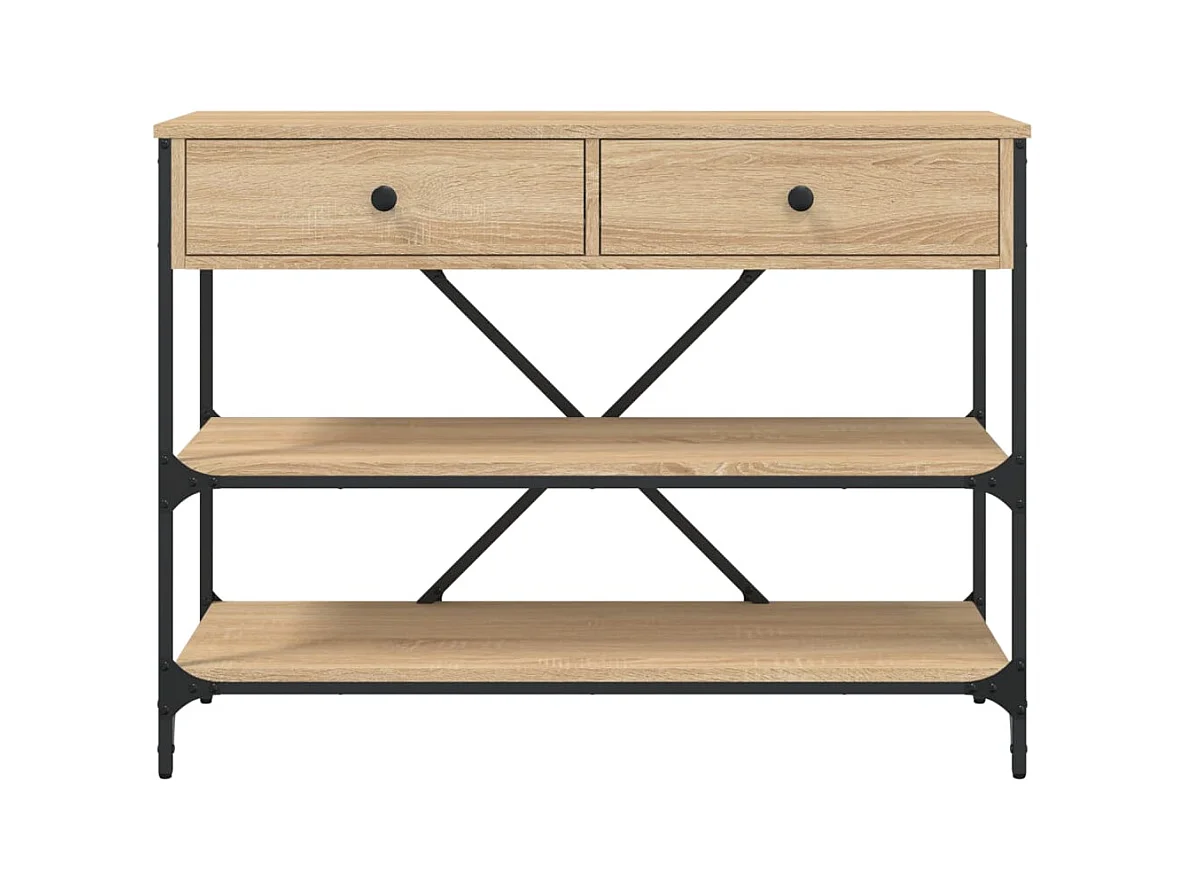 Wandtafel met lades en schappen bewerkt hout sonoma eikenkleur