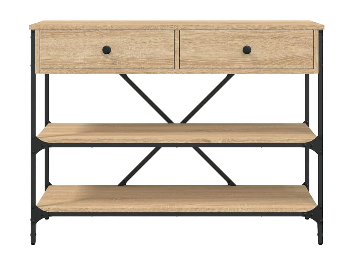 Mesa consola cajones estantes madera de ingeniería roble Sonoma