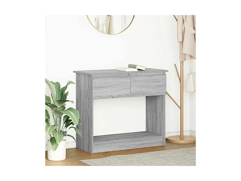 Mesa consola com gavetas 85,5x38,5x74,5 cm sonoma cinzento