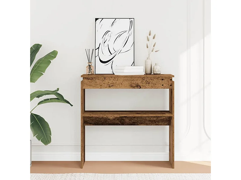 Table console vieux bois 80 x 30 x 80 cm bois d'ingénierie