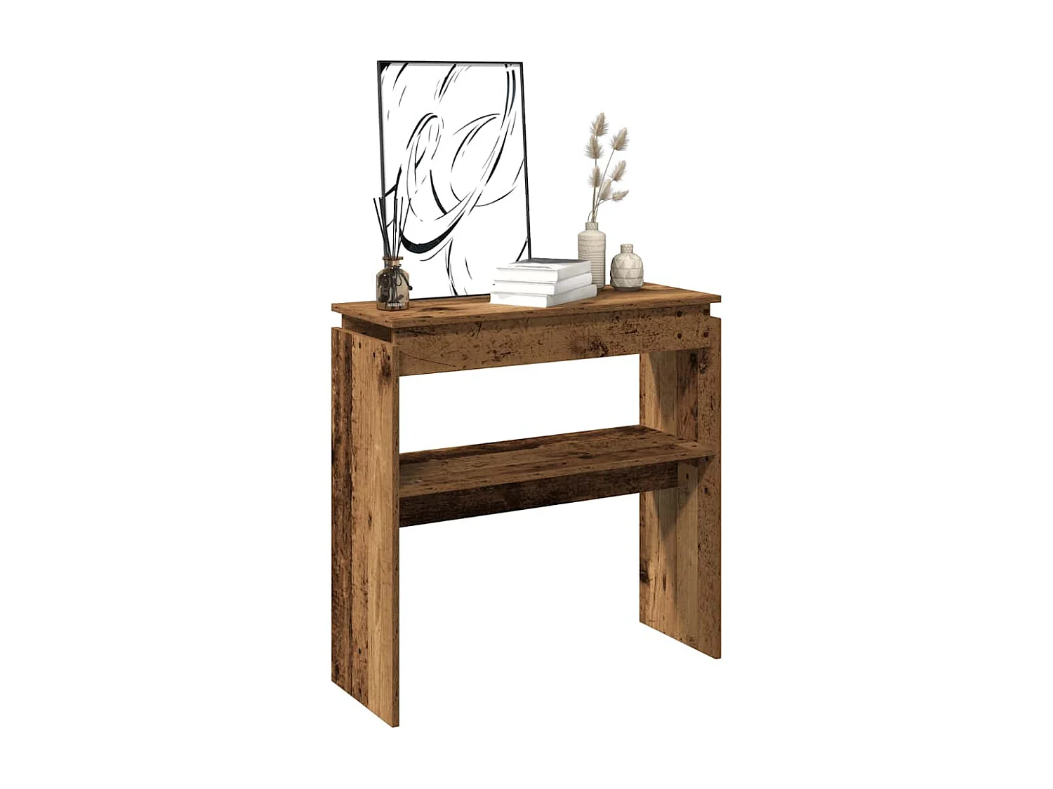 Mesa consola madera de ingeniería envejecida 80x30x80 cm