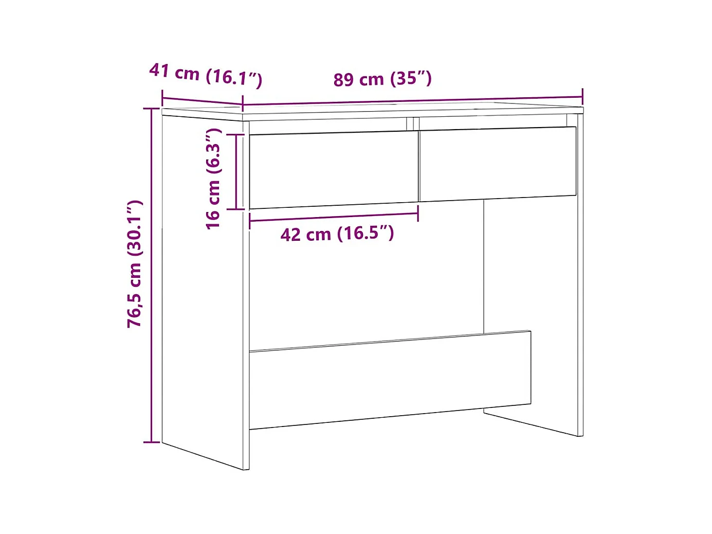 Wandtafel 89x41x76,5 cm bewerkt hout artisanaal eikenkleurig