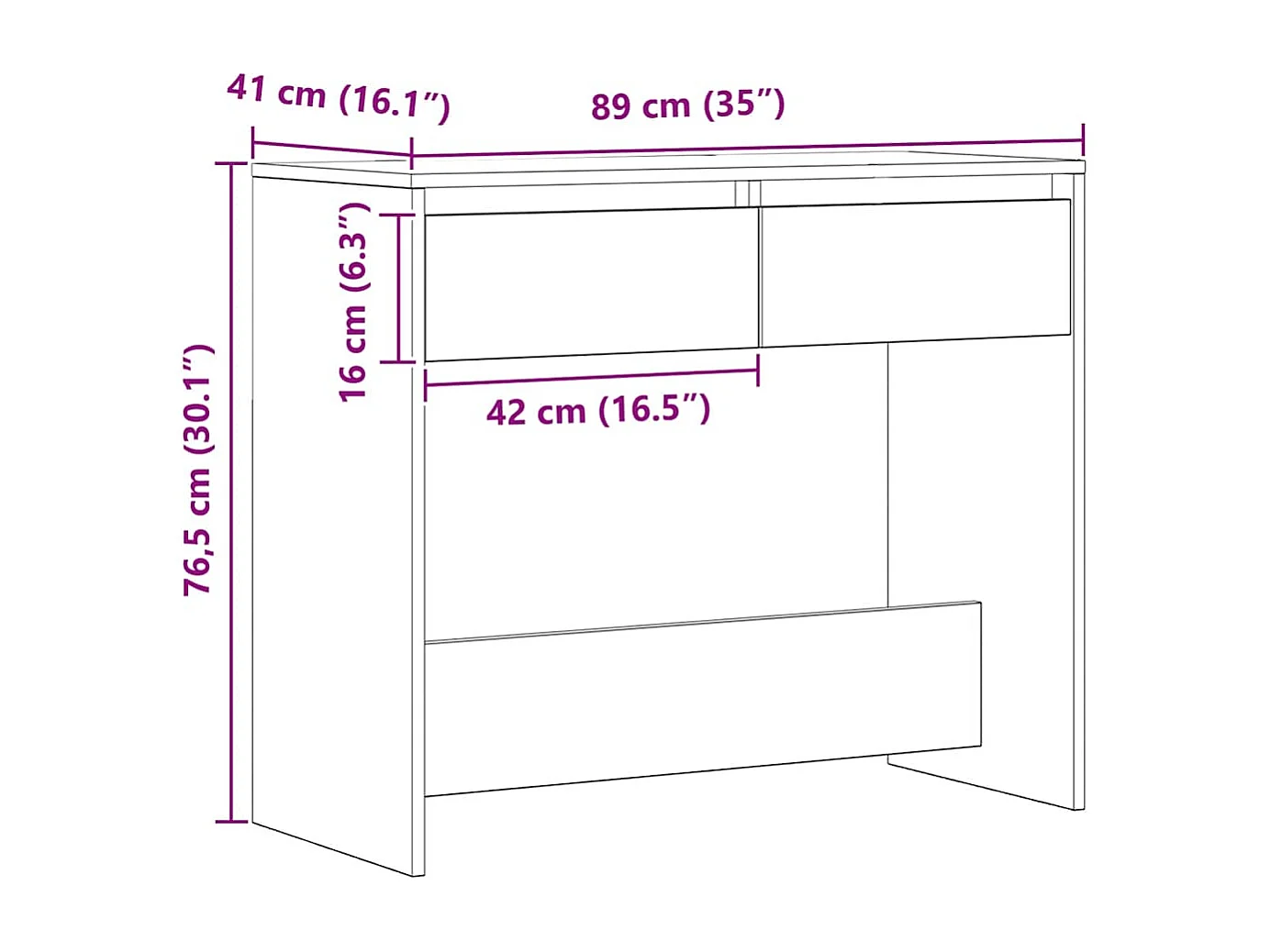 Table console chêne artisanal 89x41x76,5 cm bois d'ingénierie